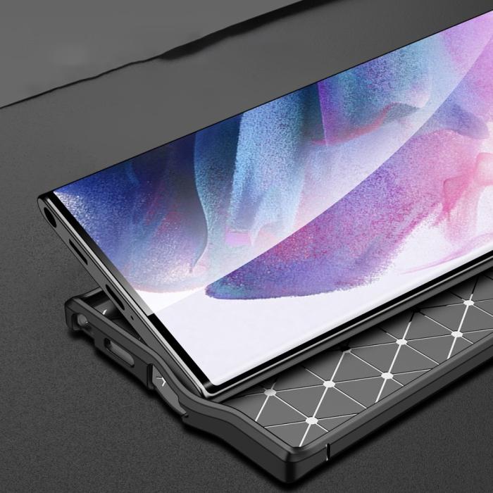 Bild 3,  Samsung Galaxy S22 Ultra Skal Litchi Textur Blå - Teknikhallen.se