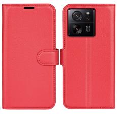  Xiaomi 13T / 13T Pro Fodral Litchi L&auml;der R&ouml;d - Teknikhallen.se