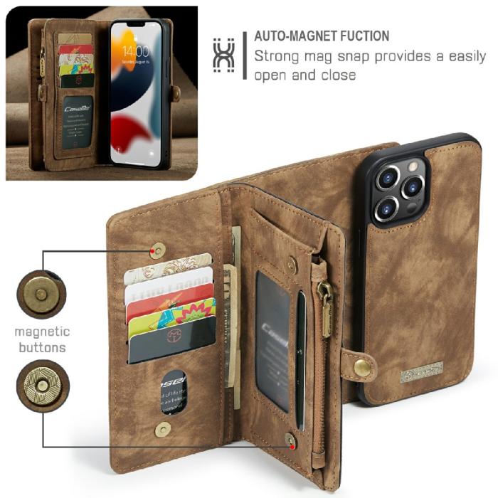 Bild 4, CASEME CASEME iPhone 13 Pro Max Fodral/Skal Magnet 2in1 Multifunktionell Brun - Teknikhallen.se