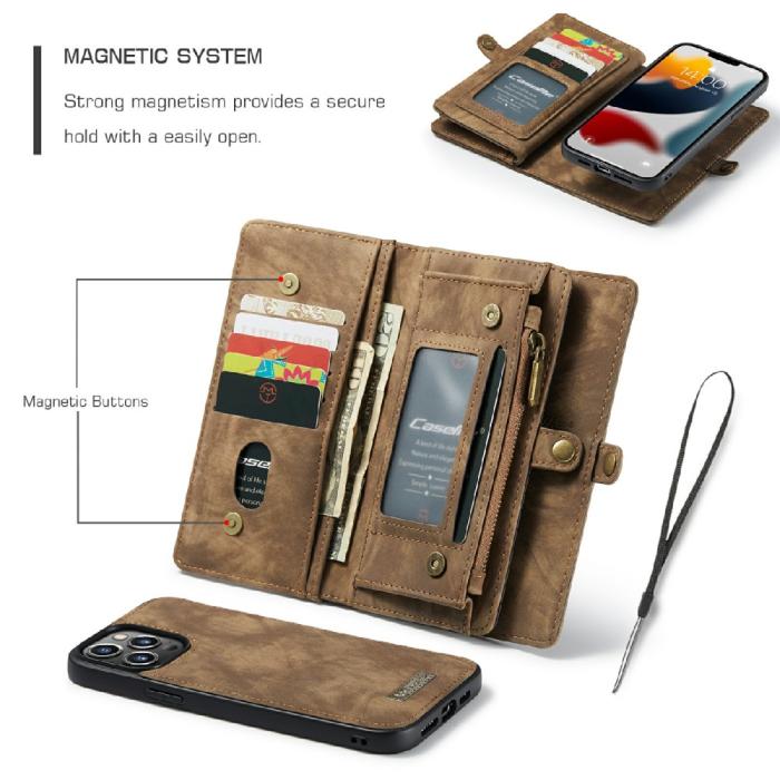 Bild 6, CASEME CASEME iPhone 13 Pro Max Fodral/Skal Magnet 2in1 Multifunktionell Brun - Teknikhallen.se