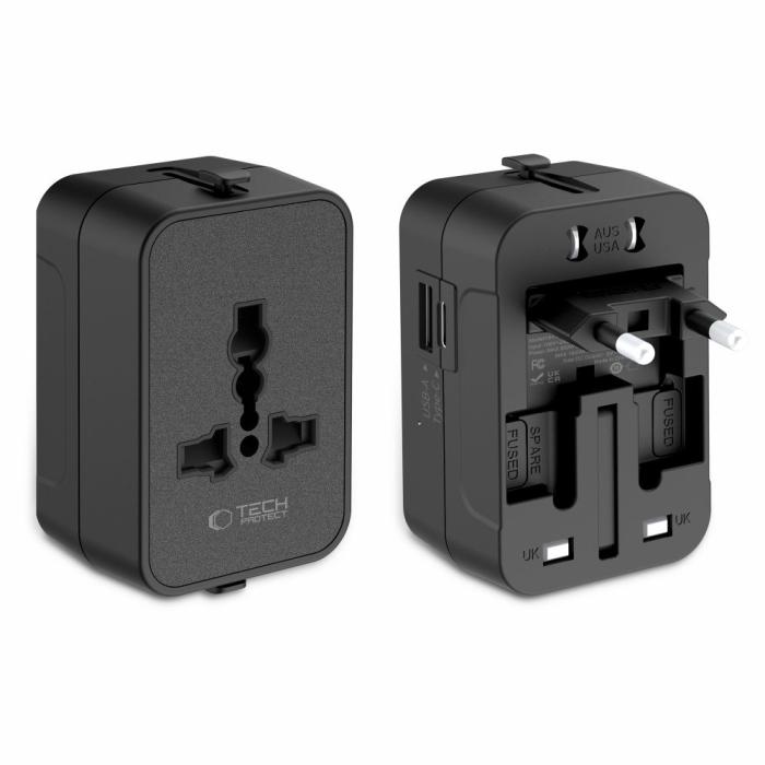 Bild 2, Tech-Protect Tech-Protect Reseadapter EU / UK / US / AU Svart - Teknikhallen.se