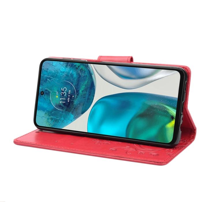 Bild 5,  Motorola Moto G52/G82 Fodral Blommigt Tryck Röd - Teknikhallen.se