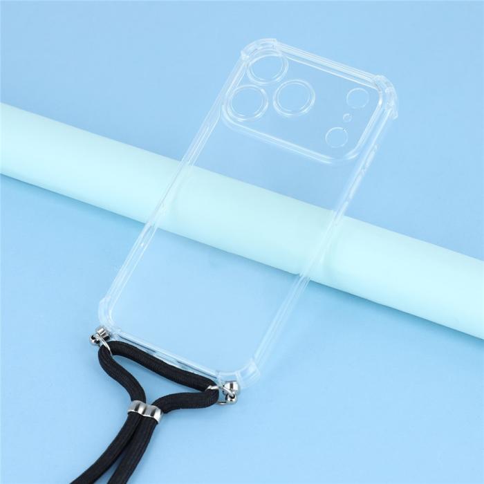 Bild 2,  iPhone 17 Pro Max Skal TPU Med Mobilsnöre Transparent - Teknikhallen.se