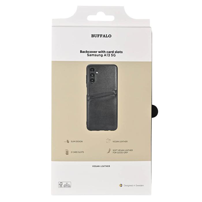 Bild 2, Buffalo Buffalo Samsung Galaxy A13 5G / A04s Skal Läder Med 2 Kortfack Svart - Teknikhallen.se