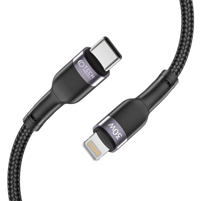 Bild 2, Tech-Protect Tech-Protect 25 cm 30W 3A USB-C - Lightning UltraBoost Laddkabel Svart - Teknikhallen.se