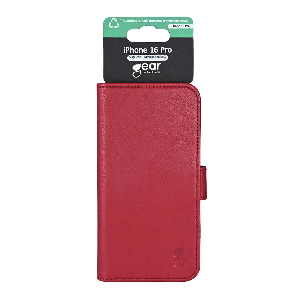 Gear Gear iPhone 16 Pro Fodral MagSeries Läder Deep Red - Teknikhallen.se