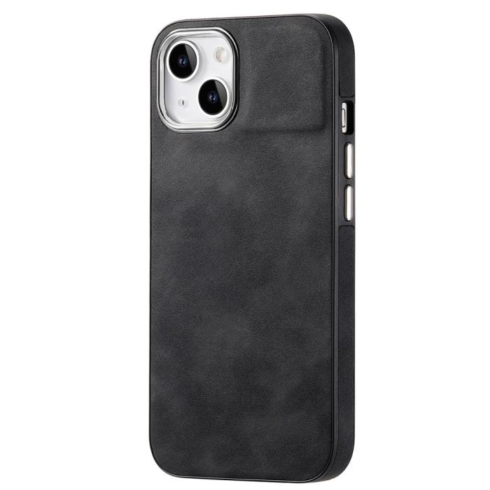 Bild 2,  iPhone 15 Plus Skal Läderbelagt Skin Touch Svart - Teknikhallen.se