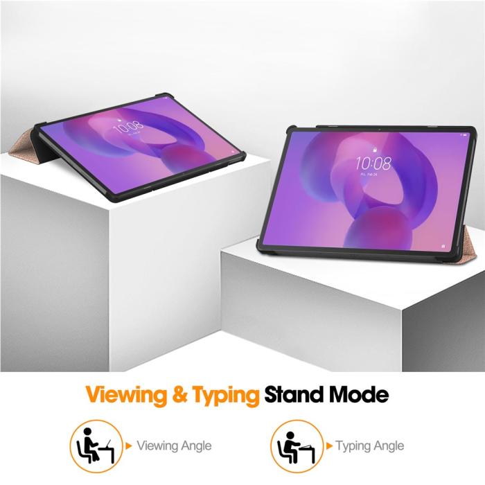 Bild 5,  Lenovo Idea Tab Pro Fodral Tri-Fold Läder Roséguld - Teknikhallen.se