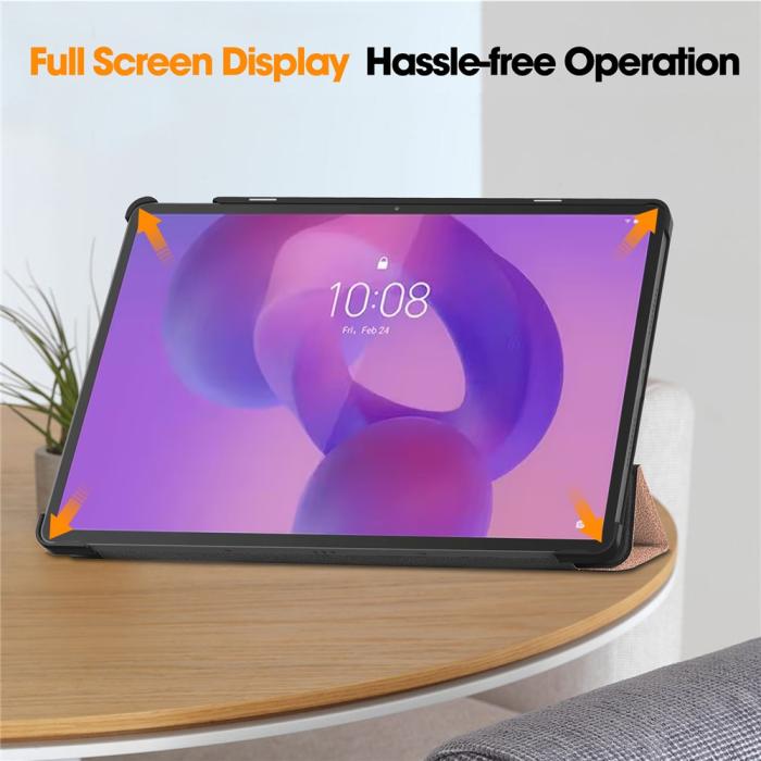 Bild 6,  Lenovo Idea Tab Pro Fodral Tri-Fold Läder Roséguld - Teknikhallen.se
