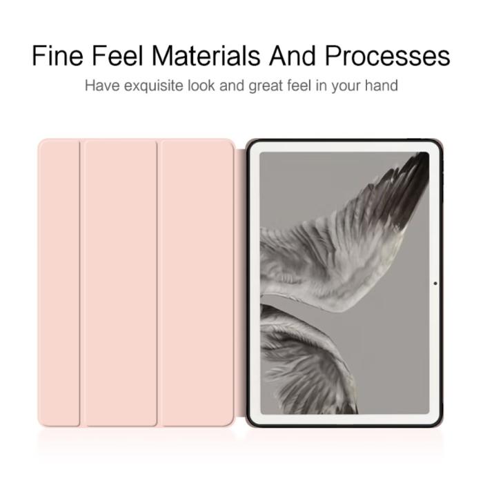 Bild 2,  Google Pixel Tablet Fodral Tri-Fold Läder Ljus Rosa - Teknikhallen.se