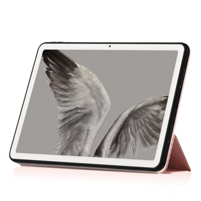 Bild 3,  Google Pixel Tablet Fodral Tri-Fold Läder Ljus Rosa - Teknikhallen.se