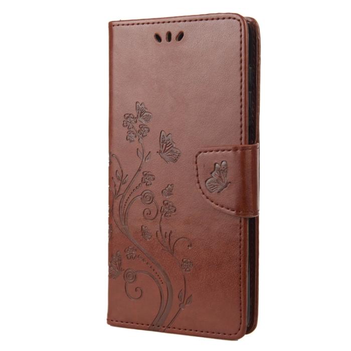 Bild 2,  Motorola Moto G52/G82 Fodral Blommigt Tryck Brun - Teknikhallen.se