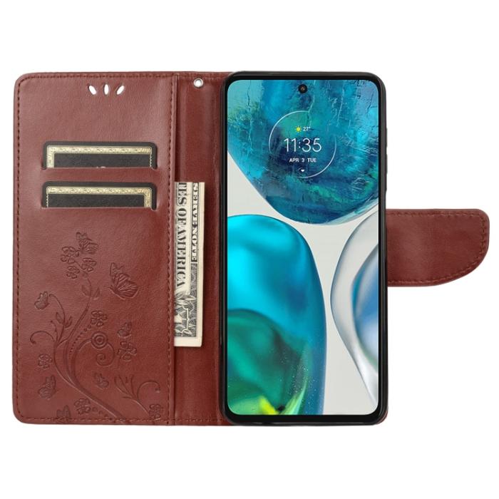 Bild 4,  Motorola Moto G52/G82 Fodral Blommigt Tryck Brun - Teknikhallen.se