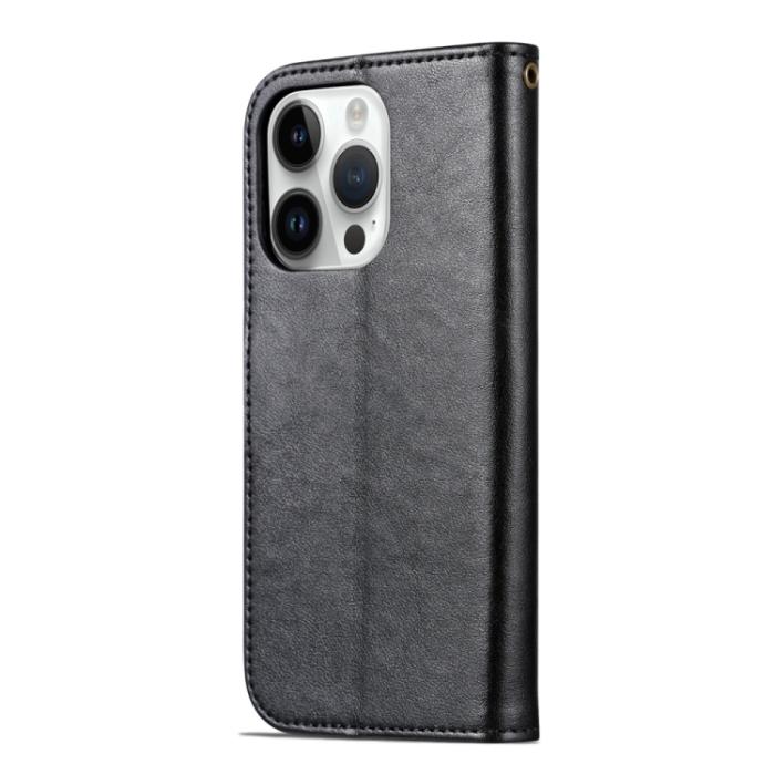 Bild 3, AZNS AZNS iPhone 15 Pro Fodral Läder Svart - Teknikhallen.se
