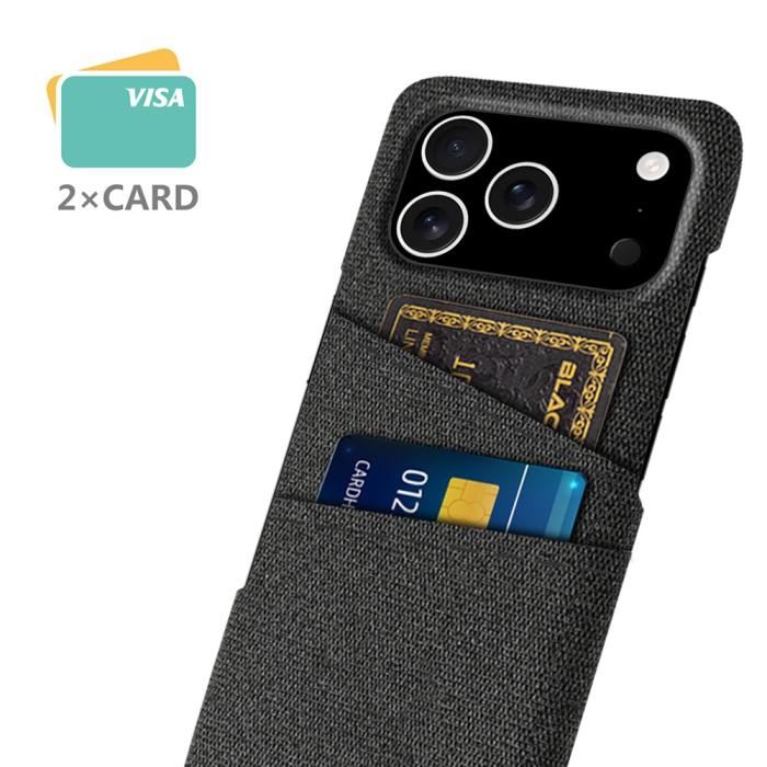 Bild 2,  iPhone 17 Pro Skal Med Kortfack Tygbelagt Svart - Teknikhallen.se