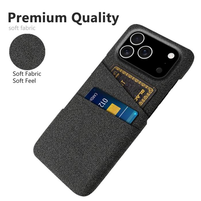 Bild 3,  iPhone 17 Pro Skal Med Kortfack Tygbelagt Svart - Teknikhallen.se