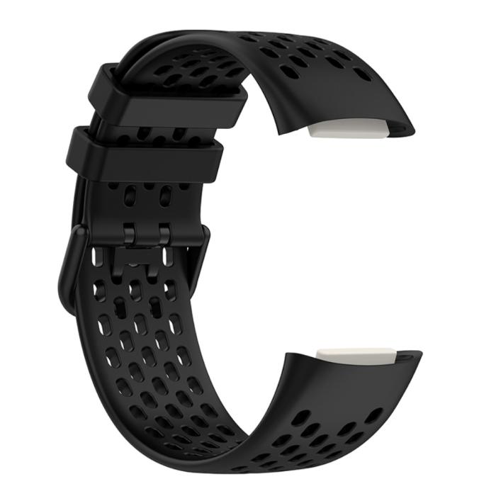 Bild 4,  Fitbit Charge 6 / 5 Armband Silikon Ihåligt Svart - Teknikhallen.se