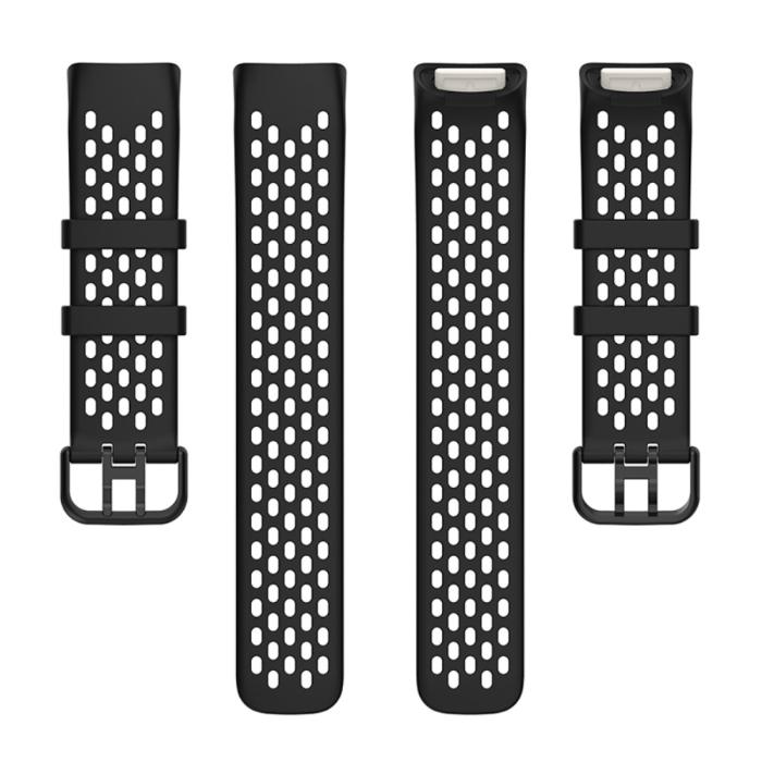 Bild 5,  Fitbit Charge 6 / 5 Armband Silikon Ihåligt Svart - Teknikhallen.se