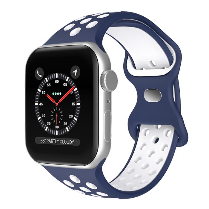 Bild 2, ColorPop Sportarmband Dual-Color Apple Watch 42/44/45/46/49 mm (S/M) Blå/Vit - Teknikhallen.se