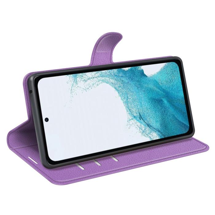 Bild 3,  Samsung Galaxy A54 5G Fodral Litchi Läder Lila - Teknikhallen.se
