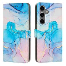  Samsung Galaxy A57 5G Fodral L&auml;der Marmor Rosa / Bl&aring; - Teknikhallen.se