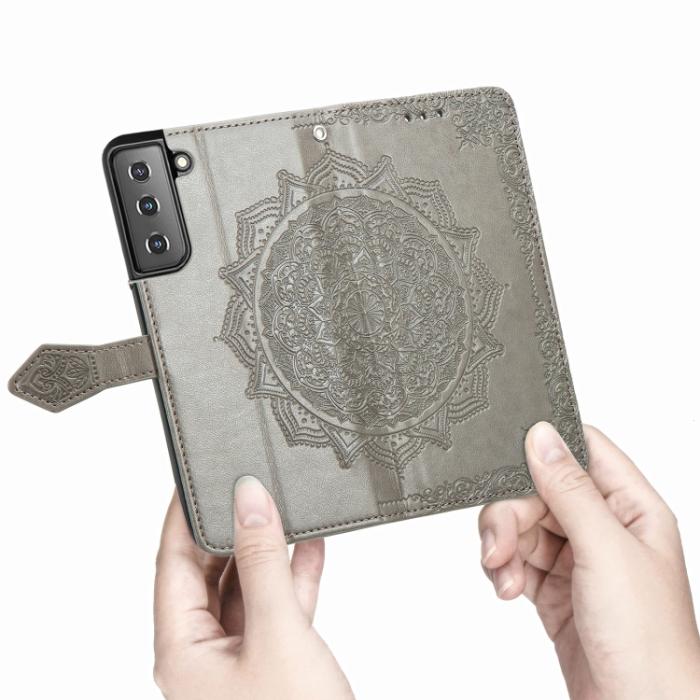 Bild 5,  Samsung Galaxy S22 Fodral Mandala Läder Grå - Teknikhallen.se
