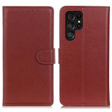  Samsung Galaxy S24 Ultra Fodral Litchi L&auml;der Brun - Teknikhallen.se