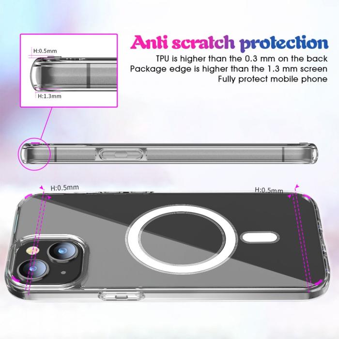 Bild 3,  iPhone 15 Plus Skal MagSafe Hybrid Transparent - Teknikhallen.se