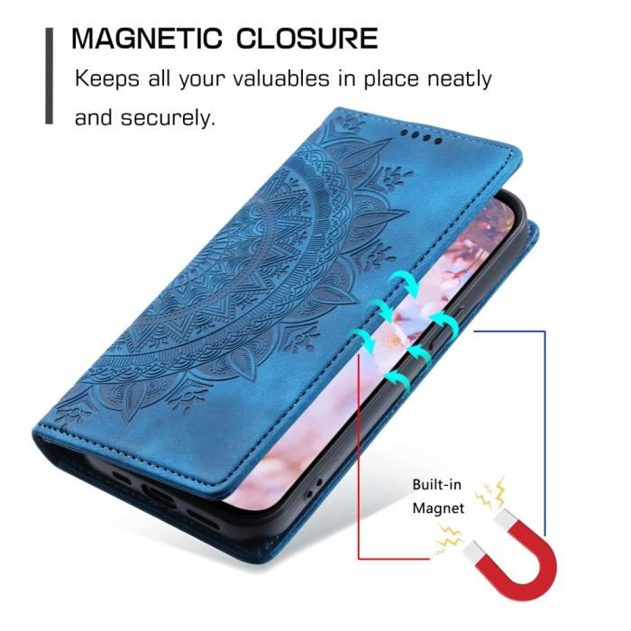 Bild 5,  Motorola Moto G04 4G/G24 4G Fodral Filp Mandala Blå - Teknikhallen.se
