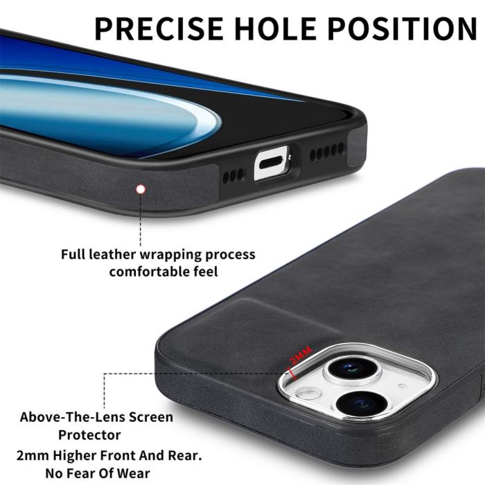 Bild 4,  iPhone 15 Plus Skal Läderbelagt Skin Touch Svart - Teknikhallen.se