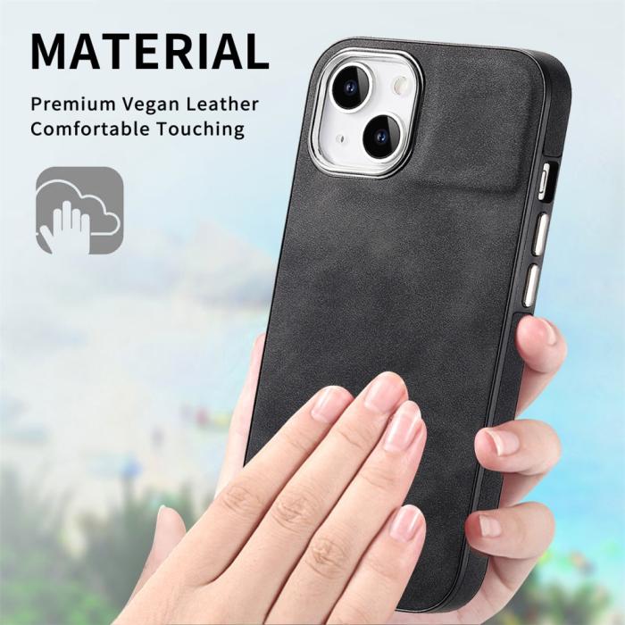 Bild 5,  iPhone 15 Plus Skal Läderbelagt Skin Touch Svart - Teknikhallen.se