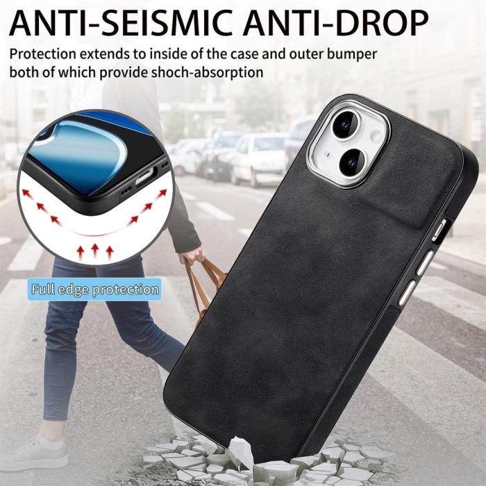 Bild 6,  iPhone 15 Plus Skal Läderbelagt Skin Touch Svart - Teknikhallen.se