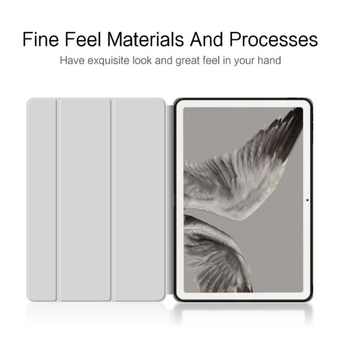 Bild 2,  Google Pixel Tablet Fodral Tri-Fold Läder Grå - Teknikhallen.se