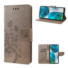  Motorola Moto G52/G82 Fodral Blommigt Tryck Gr&aring; - Teknikhallen.se