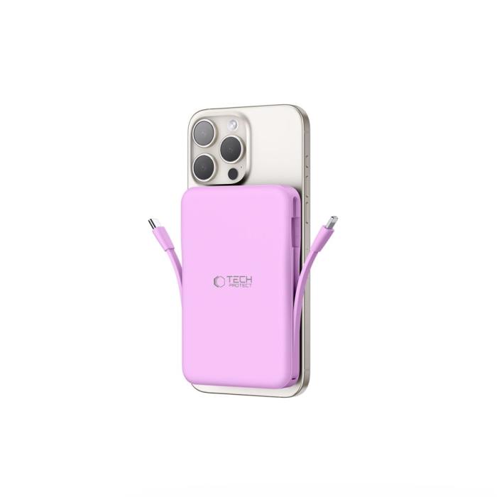Bild 2, Tech-Protect Tech-Protect 10000 mAh MagSafe PowerBank LifeMag Lavender - Teknikhallen.se