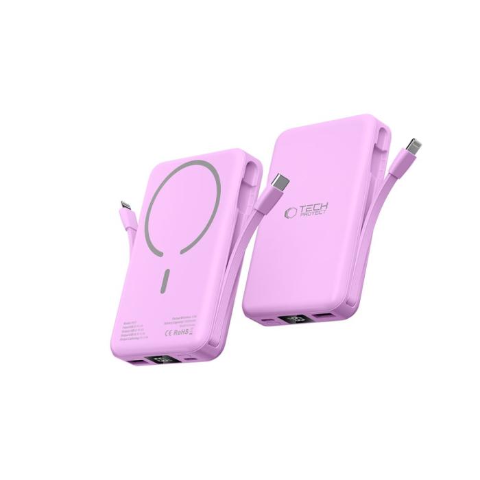 Bild 4, Tech-Protect Tech-Protect 10000 mAh MagSafe PowerBank LifeMag Lavender - Teknikhallen.se