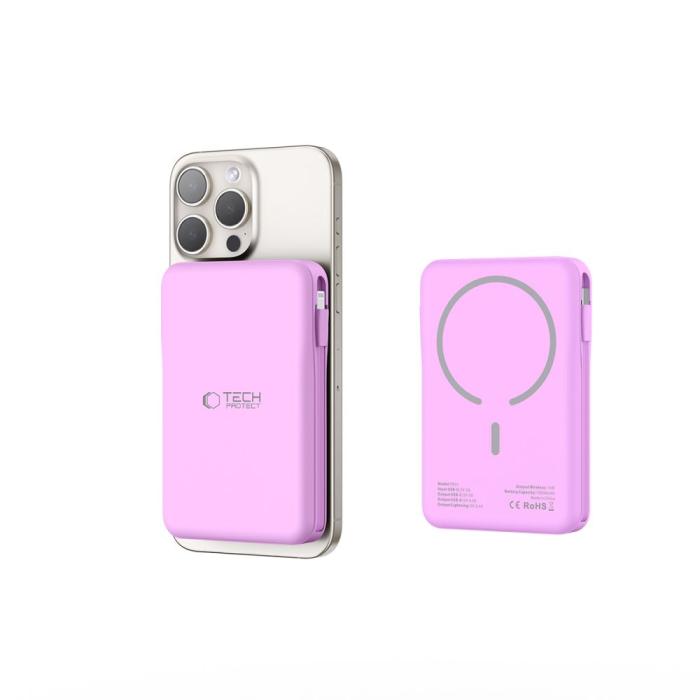 Bild 6, Tech-Protect Tech-Protect 10000 mAh MagSafe PowerBank LifeMag Lavender - Teknikhallen.se