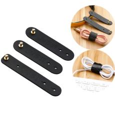 SOYAN SOYAN 3-PACK Kabelh&aring;llare I PU-L&auml;der Svart - Teknikhallen.se