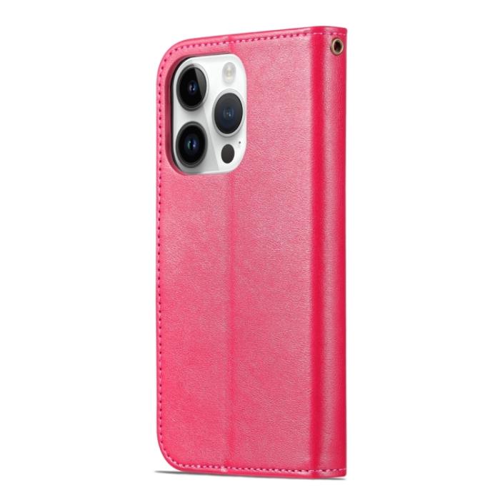 Bild 3, AZNS AZNS iPhone 15 Pro Fodral Läder Rosaröd - Teknikhallen.se