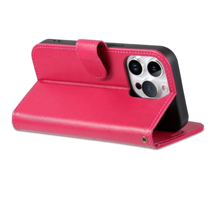 Bild 5, AZNS AZNS iPhone 15 Pro Fodral Läder Rosaröd - Teknikhallen.se
