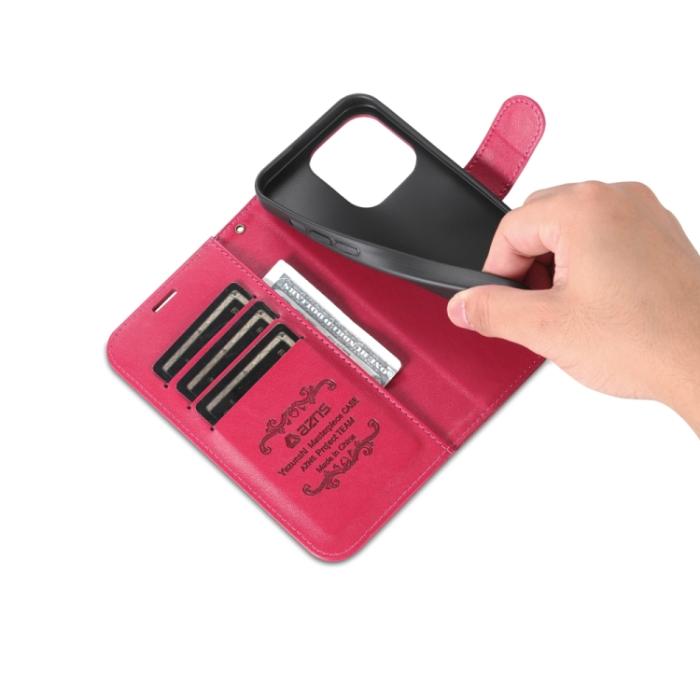Bild 6, AZNS AZNS iPhone 15 Pro Fodral Läder Rosaröd - Teknikhallen.se