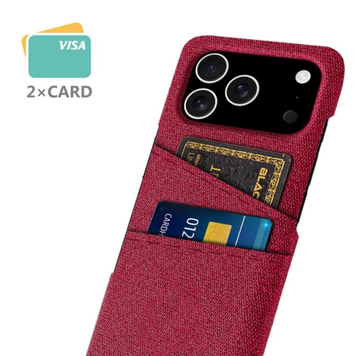 Bild 2,  iPhone 17 Pro Skal Med Kortfack Tygbelagt Röd - Teknikhallen.se