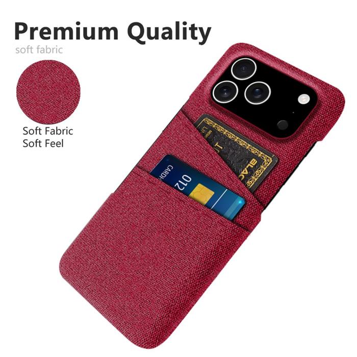 Bild 3,  iPhone 17 Pro Skal Med Kortfack Tygbelagt Röd - Teknikhallen.se