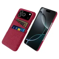  iPhone 17 Pro Skal Med Kortfack Tygbelagt R&ouml;d - Teknikhallen.se