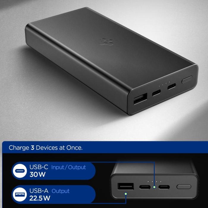 Bild 2, Spigen Spigen 20000 mAh 30W Powerbank Svart - Teknikhallen.se
