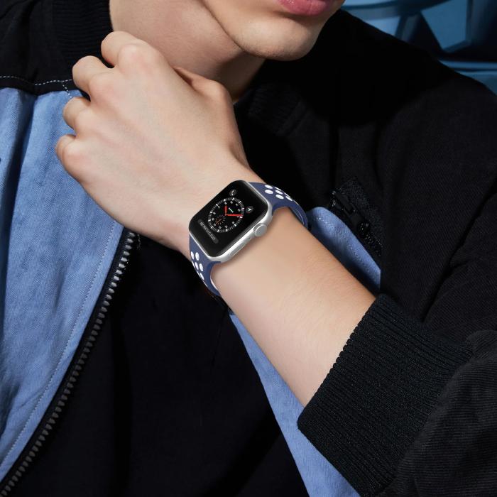 Bild 7, ColorPop Sportarmband Dual-Color Apple Watch 42/44/45/46/49 mm (S/M) Blå/Vit - Teknikhallen.se