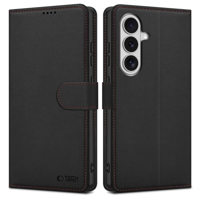 Bild 2, Tech-Protect Tech-Protect Samsung Galaxy S26 Fodral Läder Svart / Röd - Teknikhallen.se