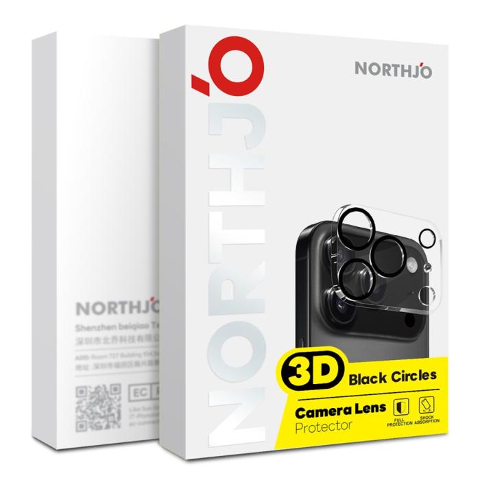 Bild 5, NORTHJO NORTHJO iPhone 18 Pro Max 2-PACK Linsskydd Svarta Ringar - Teknikhallen.se
