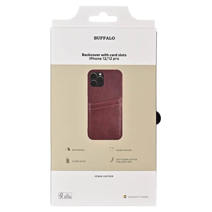 Bild 2, Buffalo Buffalo iPhone 12 / 12 Pro Skal Läder Med 2 Kortfack Brun - Teknikhallen.se