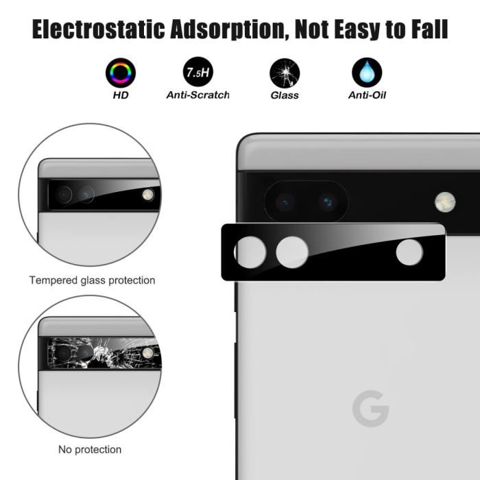 Bild 2,  Google Pixel 6A Linsskydd Härdat Glas Svart - Teknikhallen.se